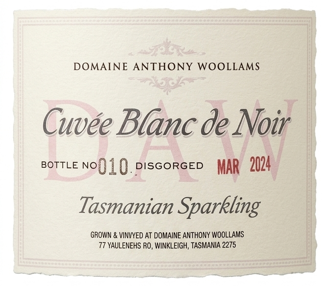Domaine Anthony Woollams, West Tamar Tasmania, Blanc de Noir, MV